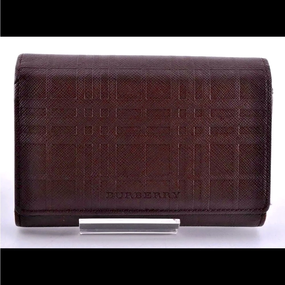BURBERRY Vintage Nova Check Long Wallet Leather, Dark Brown EXCELLENT!